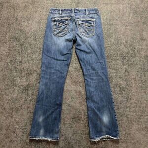 Silver‎ Jeans Co Avery Slim Boot Women W32 L30  Blue Distressed Y2K Denim